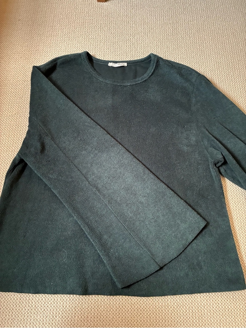 Zara Dark Green Crewneck Top Fleece Medium
